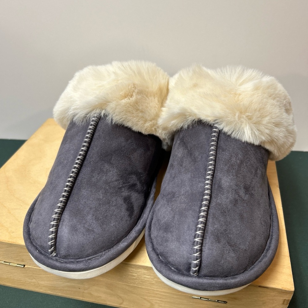 DONPAPA‎ Womens Fur Lined Slippers Memory Foam Fluffy Soft Warm Shoes 9.5-10.5